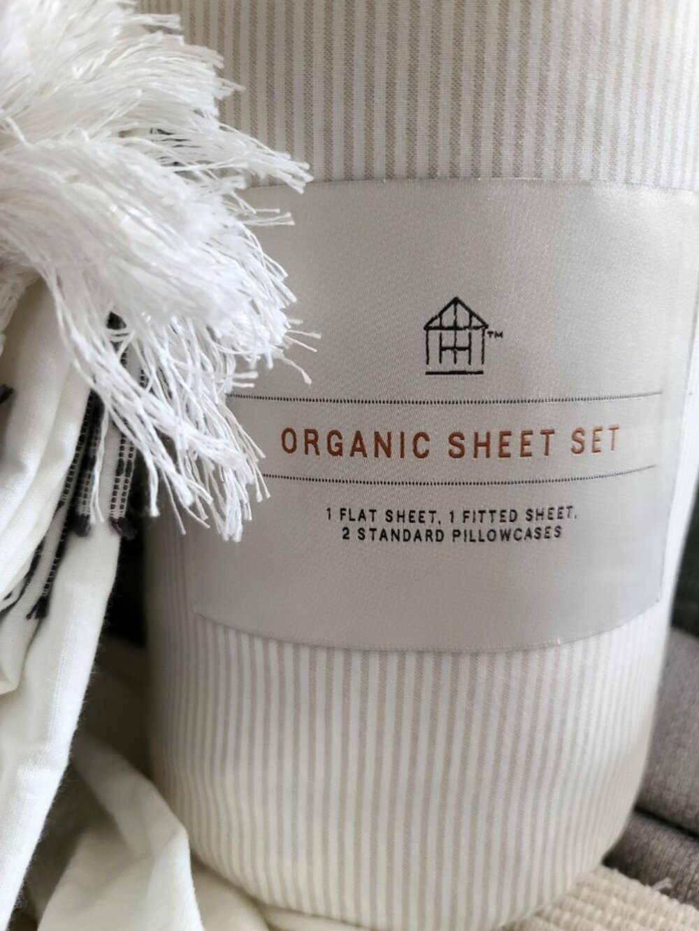 Organic Mini Stripe Taupe Hearth & Hand with Magnolia Sheet Set